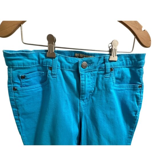 🍒 2/$20 🍒 Earl Jean Womens Turquoise Capri Pants Size 6 Cotton/Spandex Blend - Picture 2 of 6